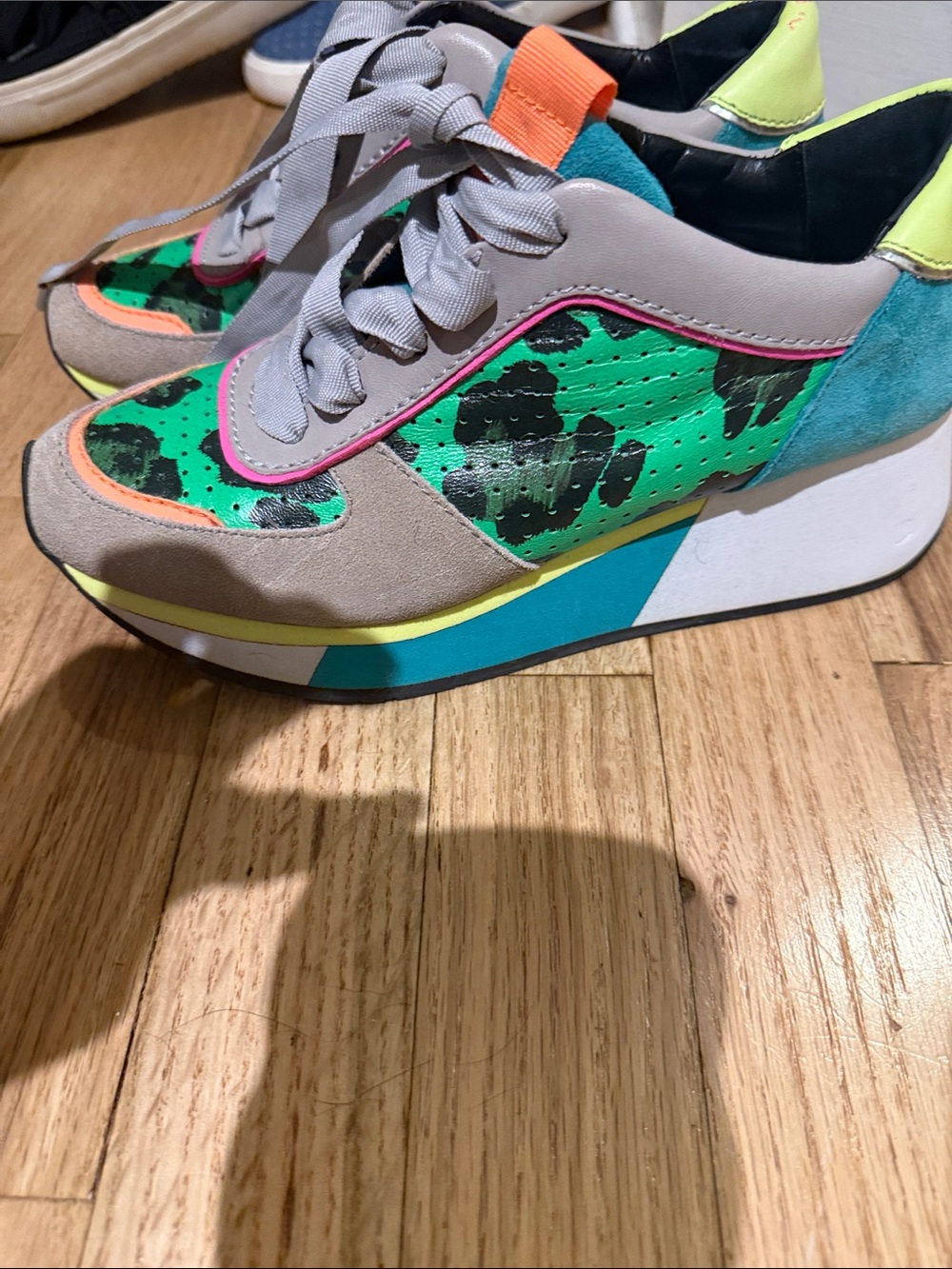 Donald J. Pliner Neon Green & Gray Platform Sneakers